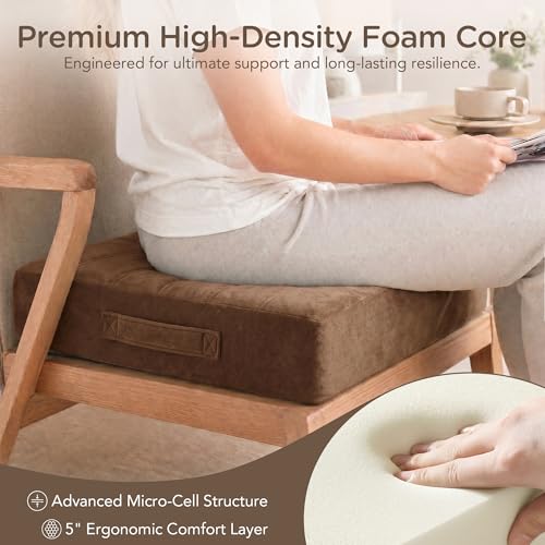 Codi Couch Cushion Replacements 2 Pack, 5 Inch High-Density Foam, 24 Inch - color: Coffee, size: 24 Inch (Pack of 2)