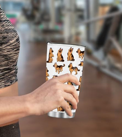 WIRESTER 20 OZ Stainless Steel Tumbler With Lid, Double Wall Vacuum Insulated Tumbler, Coffee Travel Mug Cup for Hot Cold Drinks - German Shepherd Funny Playful Postures - color: German Shepherd Funny Playful Postures