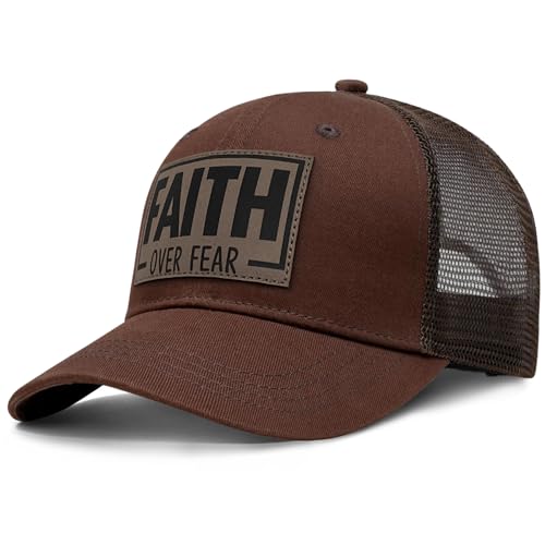 Christian Jesus Cross Hat - Faith Hats for Men Women - Religious Gifts for Thanksgiving Christmas - color: Faith Power/Brown
