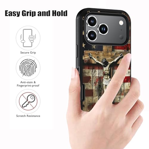 Case for iPhone 18 Pro/iPhone 17 Pro, American Flag Cross Jesus - color: American Flag Cross Jesus, size: iPhone 18 Pro / 17 Pro