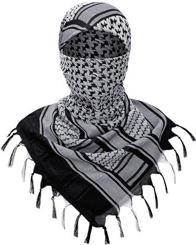 Aonal Military Shemagh Tactical Desert Scarf, Keffiyeh Scarf for Men - color: Mixed Black
