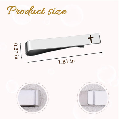 Novelty Religious Cross Tie Clip - Christian Birthday Christmas Gifts for Son Grandson Graduation Valentines Gift Ideas - style: god will be with you
