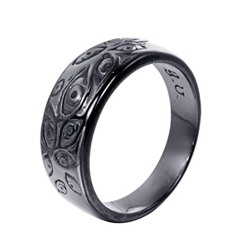 Men's Vintage Engraved Eye of God Ring Black Gold Silver Tone - color: Black