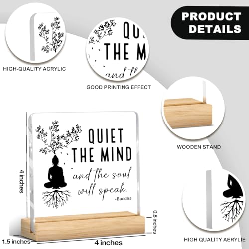 Meditation Room Decor,Zen Decor,Spiritual Decorations Quiet The Mind And The Soul Will Speak Acrylic Sign for Home Office Prayer Room Tabletop Shelf - color: Quiet The Mind And The Soul Will Speak. -Buddha