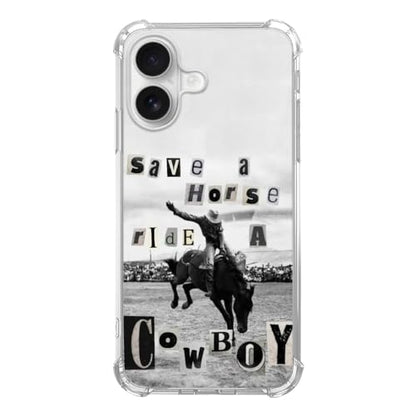 Cowboy Black White Phone Case Compatible with iPhone 17, Wild West Horse Phone Cover for iPhone 17 - color: Cowboy Horse