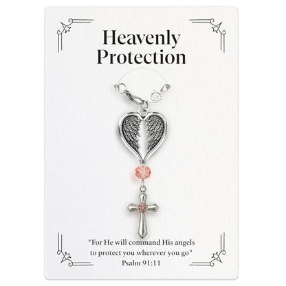 Christian Gifts for Men, Daily Bible Verse Cross for Car Mirror Hanging - color: Angel's Protection