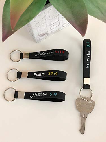 (12 Pack) Christian Bible Keychains with Scripture - Bulk Wholesale Silicone Key Chains - Christian Gifts for Church, First Communion, Easter, Christmas, VBS - Phillippians 4:13