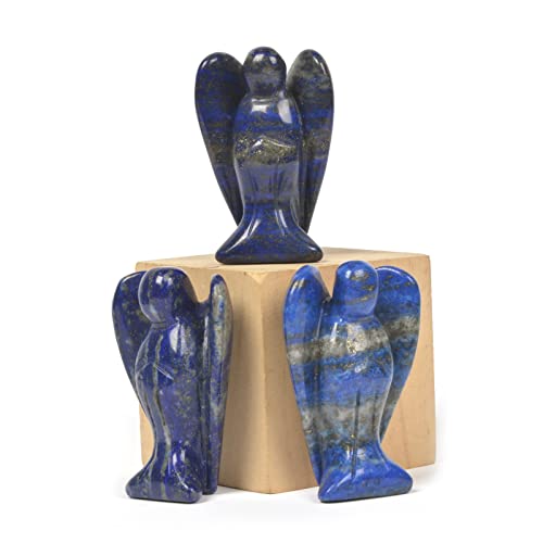 Justinstones Carved Lapis Gemstone Peace Angel Pocket Guardian AngelHealing Statue 2 inch - color: Lapis
