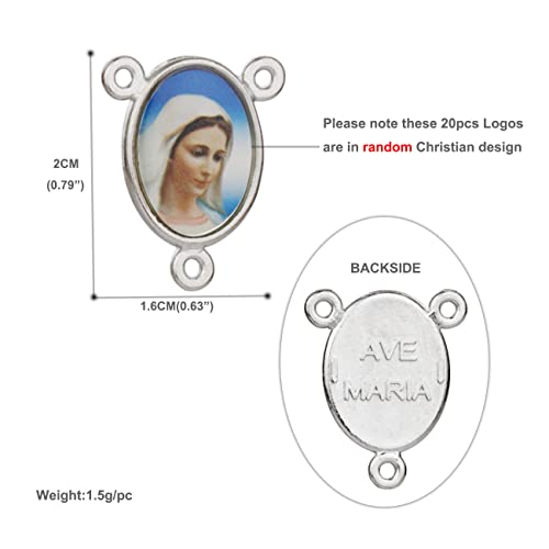 COTTVOTT St Benedict,Our Lady of Guadalupe Medal for DIY Jewelry Making,Virgin Mary Christ Jesus Rosary Center Connection Part - color: 20pcs-Enamel Oval Medal D