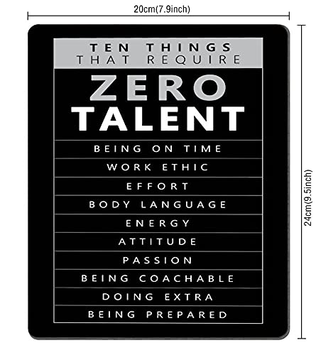 SSOIU Gaming Mouse Pad Custom, Inspirational Office Mouse pad Motivational Positive Quotes Ten Things that Require Zero Talent Rectangle Mouse Pads for Computers Laptop 9.5 X 7.9 Inch - color: SS28