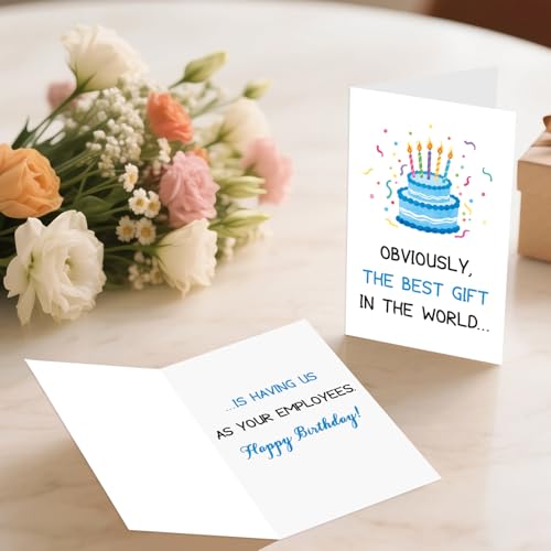 LYMEQING Funny Boss Birthday Card, Happy Birthday Gift Card for Boss Leader Manager Employer (the Best Gift in the World Is Having Us as Your Employees) - color: #134
