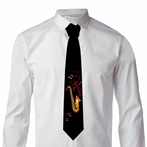 Men's Ties Novelty Tie Necktie for Men Teen Boys Multicolor Tie Party Holiday Thanksgiving Christmas - color: Gold Saxophone
