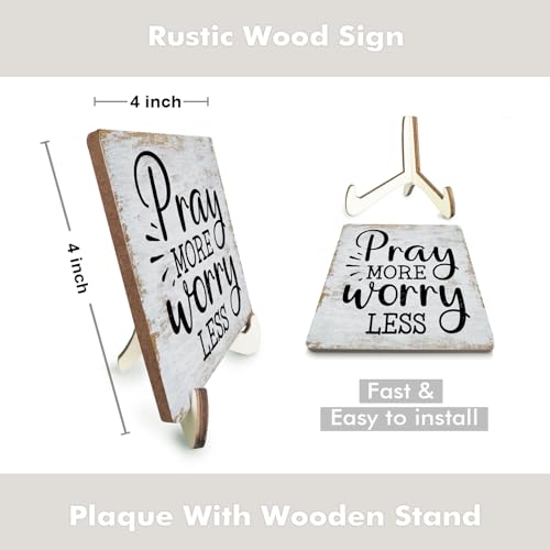 Inspirational Sign Rustic Desk Decor Decorative Christian Gifts Religious Bible Verse Faith Decoration for Home Coffee Shop Office Table Shelf Tiered Tray Plaque with Wood Stand - color: multicolour0325