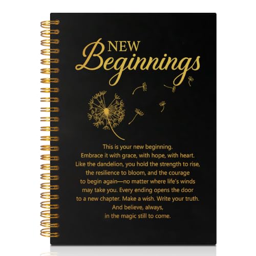New Beginnings Hardcover Spiral Notebook, Funny 160 Pages Journal Lined Notebook, Divorced Gifts for Women, Going Away Gifts for Coworker Boss, New Beginnings Journal for Family Friend - color: Black117