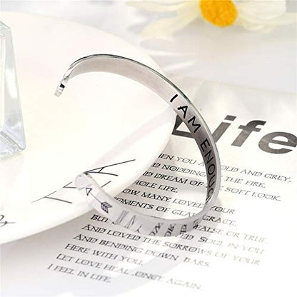 Fesciory Inspirational Bracelets for Women, Stainless Steel Cuff Bangle - color: Silver-31