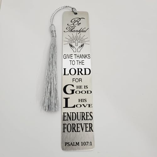 Christian Psalm Bookmarks, Bible Verse Gifts, Metal Bookmarks (PSALM 107:1 Bookmark Gifts) - color: Psalm 107:1 Bookmark Gifts
