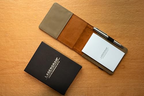 LaserGram Mini Padfolio with Notepad and Pen, Christian Cross, Personalized Engraving Included (Light Brown) - color: Light Brown
