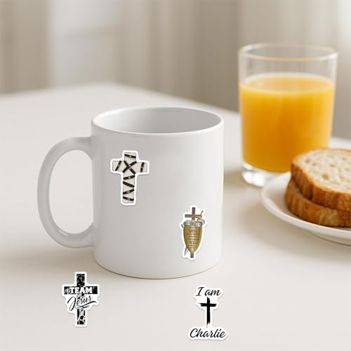 Cross Stickers Pack，124pcs Cartoon Aesthetic Cross Waterproof Stickers，Vinyl Water Bottle,Skateboard,Laptop,Phone,Journaling,Scrapbooking Decals