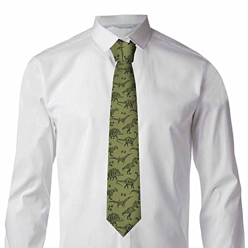 Black Dots Men's Neckties Retro Classic Circle Geometry Men's Tie for Mens Teens Business Work Casual Wedding Party - color: Green Dinosaurs