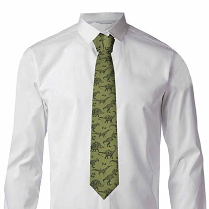 Black Dots Men's Neckties Retro Classic Circle Geometry Men's Tie for Mens Teens Business Work Casual Wedding Party - color: Green Dinosaurs