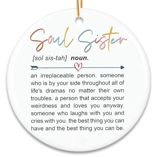 ZAGKOO Soul Sister Christmas Ornament 2025 - Soul Sister Gifts for Women, Best Friend Christmas Ornament, Friendship Gift for Bestie, BFF, Close Friend - Xmas Decoration Ceramic Ornaments 2025 - color: Friends 2025