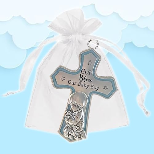 elskandi Crib Cross God Bless This Baby Boy Wall Art for Nursery