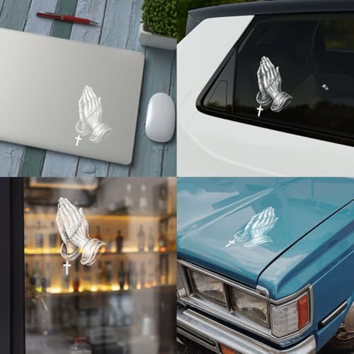 3 Pcs Prayer Changes Things Mirror Sticker, Faith-Based Inspirational Religious Quote UV DTF Vinyl Decal Waterproof for Laptop, Mirror, Car, Christian Gift for Women, Friends, Teens 3" - color: Pray Hand