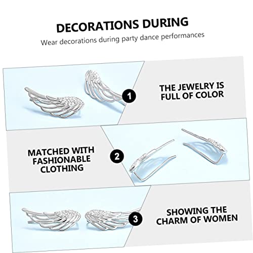LIFKOME 2 Pairs Angel Wing Earrings 925 Sterling Silver Angel Wing Stud Cartilage Earrings for Women