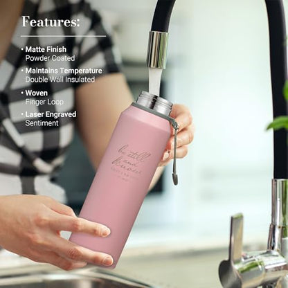 Christian Art Gifts Insulated Stainless Steel Double Wall Vacuum Sealed Water Bottle for Women: Be Still & Know - Psalm 46:10 Inspirational Bible Verse for Hot/Cold Liquids All Day, Pink, 24 fl. oz. - color: Be Still/Pink