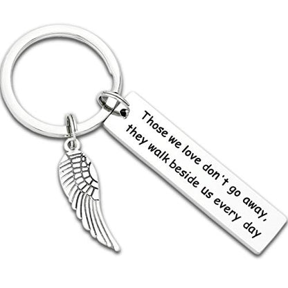 Kivosliviz Memorial Gifts Keychain for Loss of Loved One Those We Love Don't Go Away They Walk Beside Us Everyday Remembrance Gifts for Father Mother Grandpa Grandma - color: Those We Love