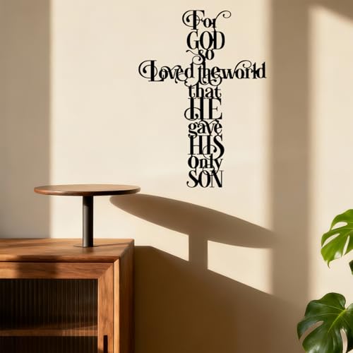 YKANYN Metal Cross Wall Decor, For God So Loves the World Wall Art