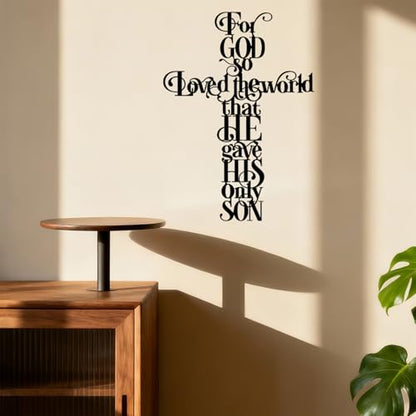 YKANYN Metal Cross Wall Decor, For God So Loves the World Wall Art