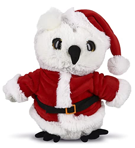 DolliBu White Owl Stuffed Animal Plush Toy with Santa Outfit - 8.5 Inches