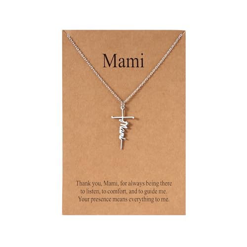 Lcherry Birthday Gifts for Grandma Mom Daughter Teacher Cross Necklace for Women Christian Necklaces Religious Gifts Jewelry for Women Mother's Day - style: Mami