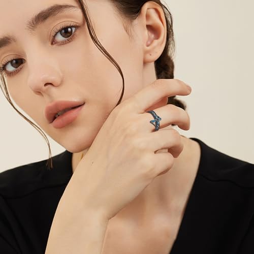 Cross Rings 925 Sterling Silver for Women Christian Religious Jewelry Faith Gifts for Mom Wife Girlfriend Her - color: Black-1