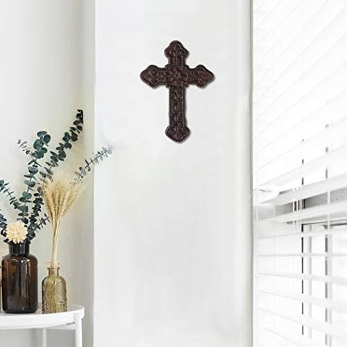 BRASSTAR Cast Iron Wall Cross Decoration, Rustic Antique Metal Cross