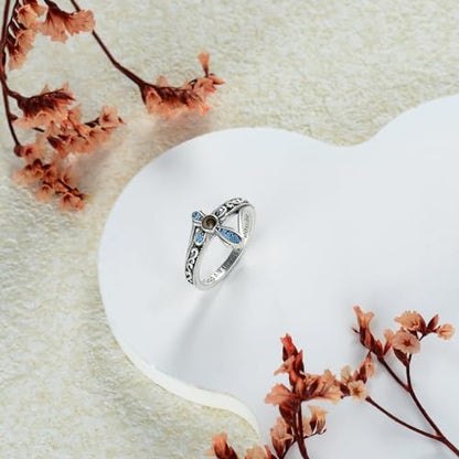 AOBOCO Cross Ring with Mustard Seed 925 Sterling Silver With God All Things Are Possible Band Rings, Size 4-13 - color: Silver