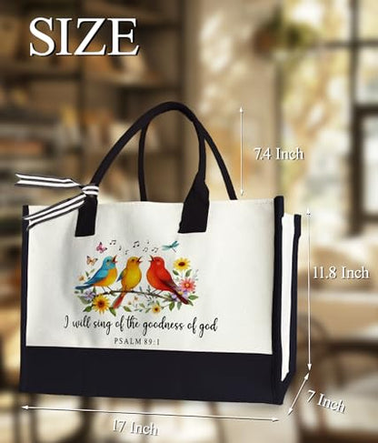 Aesthetic Canvas Tote Bag for Women Girls, Large Tote Bag for Friends Colleagues Leader Manager, 17 x 11.8 x 7 inches - color: Goodness