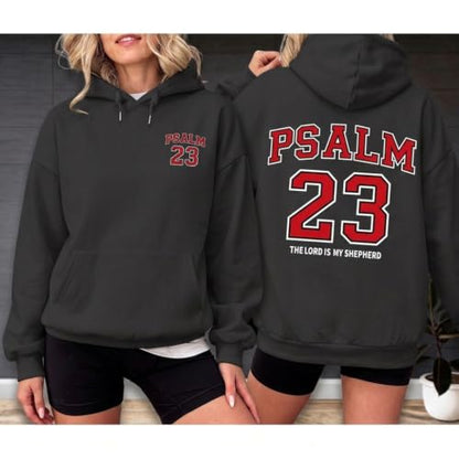 Christian Hoodies for Women Psalm 23 Sweatshirt Jesus Faith Hoodies Religious Bible Verse Graphic Hoodie Pullover - color: Deep Gray, size: X-Large