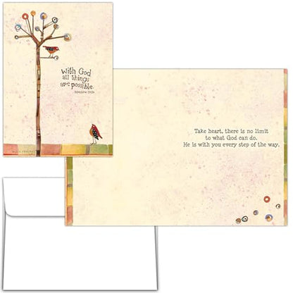 Tree Birds Encouragement Card, 5 x 7 Inches, 1 Count - color: With God - Tree And Birds