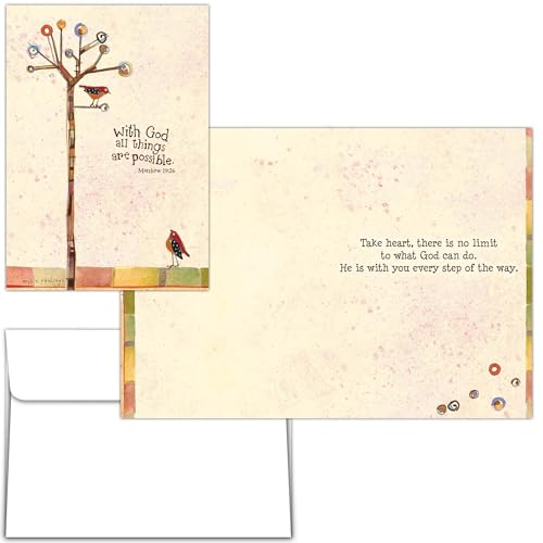 Tree Birds Encouragement Card, 5 x 7 Inches, 1 Count - color: With God - Tree And Birds