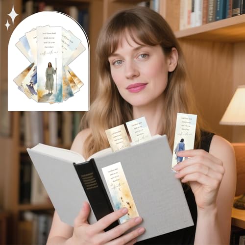 Wxiben Christian Jesus Bookmarks Gifts - 100 Pcs Bible Verse Paper Bookmarks Wallk with Me Scripture Book Markers Page Clip Faith Gift for Women Men Book Lovers Bible Study Church Reading Supplies - color: Christian Jesus