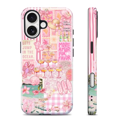 for iPhone 16 Case, Cute Pink Summer Magnetic Phone Case - color: Blush Pink, size: iPhone 16