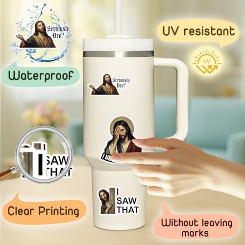 4 Pcs Christian Stickers Funny Jesus I Saw that Meme Quotes - color: Funny Jesus Stickers