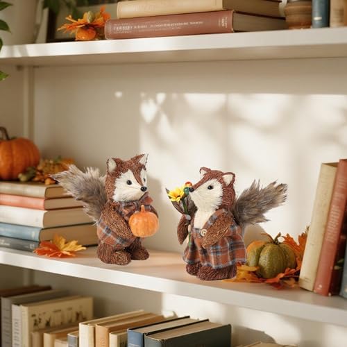winemana 2 Pack Fox Fall Decorations for Home, Thanksgiving Table Decor - style: style 2