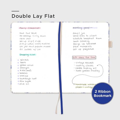 &And Per Se Dotted Journal Notebook, A5 Hardcover Aesthetic Dotted Notebook – 160 Pages 100gsm Thick Dot Grid Paper, 3 Sticker Sheets – Gift-Ready Journaling Kit for Women (Blue Flowers) - color: b.Blue Flowers, style: Dotted with Pattern