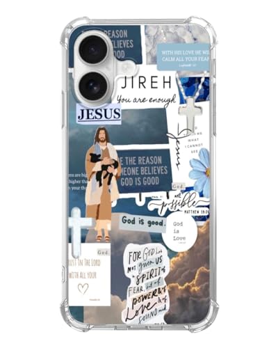 Blue Christian Aesthetic Phone Case Compatible with iPhone 17, Jesus Lamb God Phone Cover for iPhone 17 - color: Blue Christian