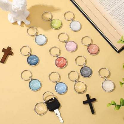 Equsion 36 Pcs Christian Keychain Bulk Mini Bible Keychains, Morandi - color: Morandi
