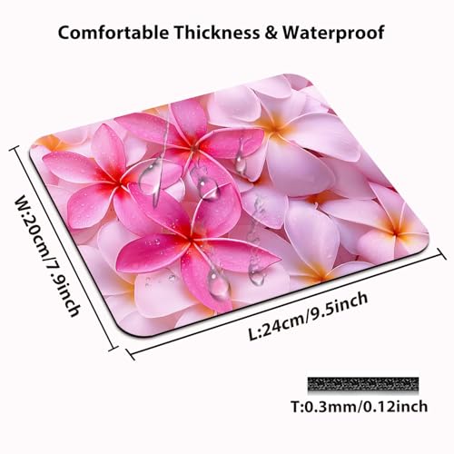 Tropical Flowers Bliss Mouse Pad, Hot Pink Exotic Hawaii Floral Desk Mat - color: Cute Colorful Art Rec20