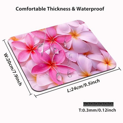 Tropical Flowers Bliss Mouse Pad, Hot Pink Exotic Hawaii Floral Desk Mat - color: Cute Colorful Art Rec20